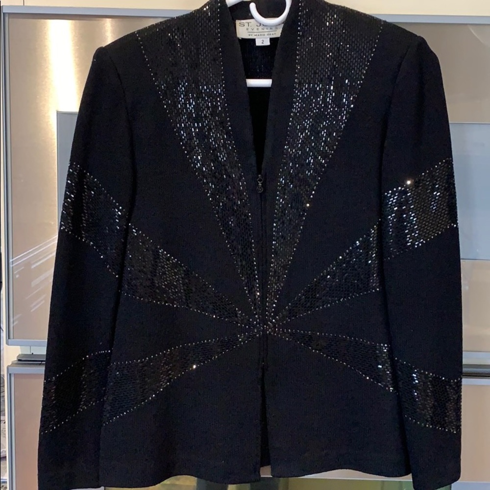 St. John Evening Black Accented Sweater